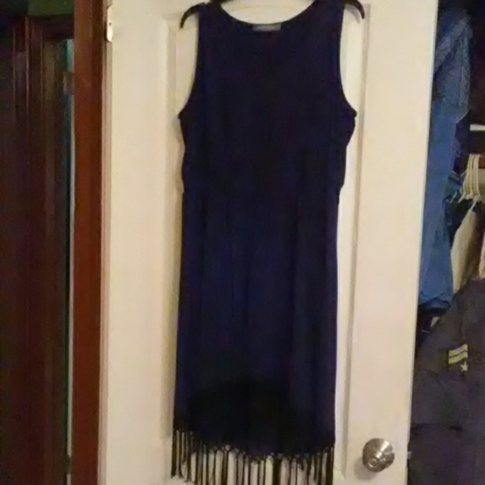 Black hi-loo fringe tank dress